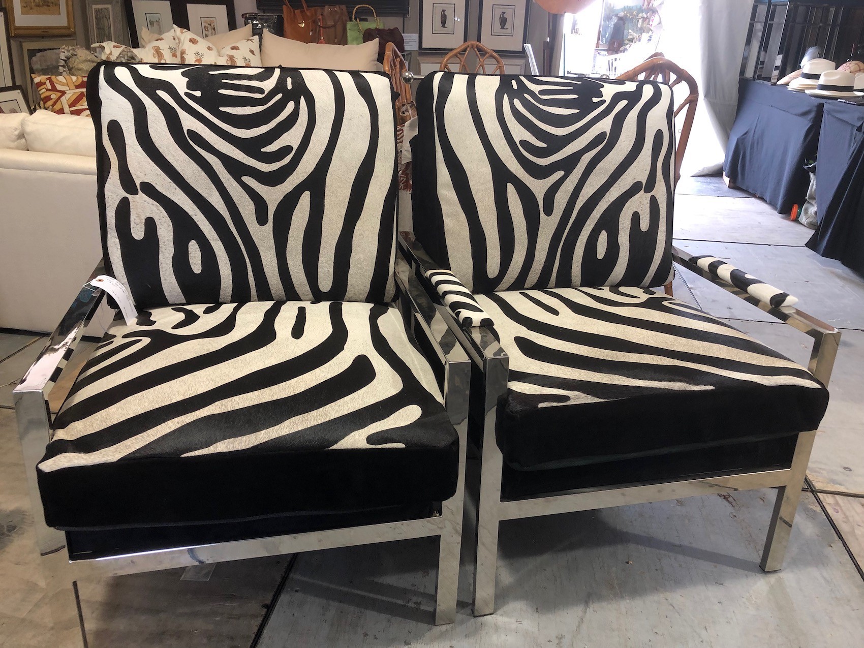 Milo Baughman style Zebra Chairs