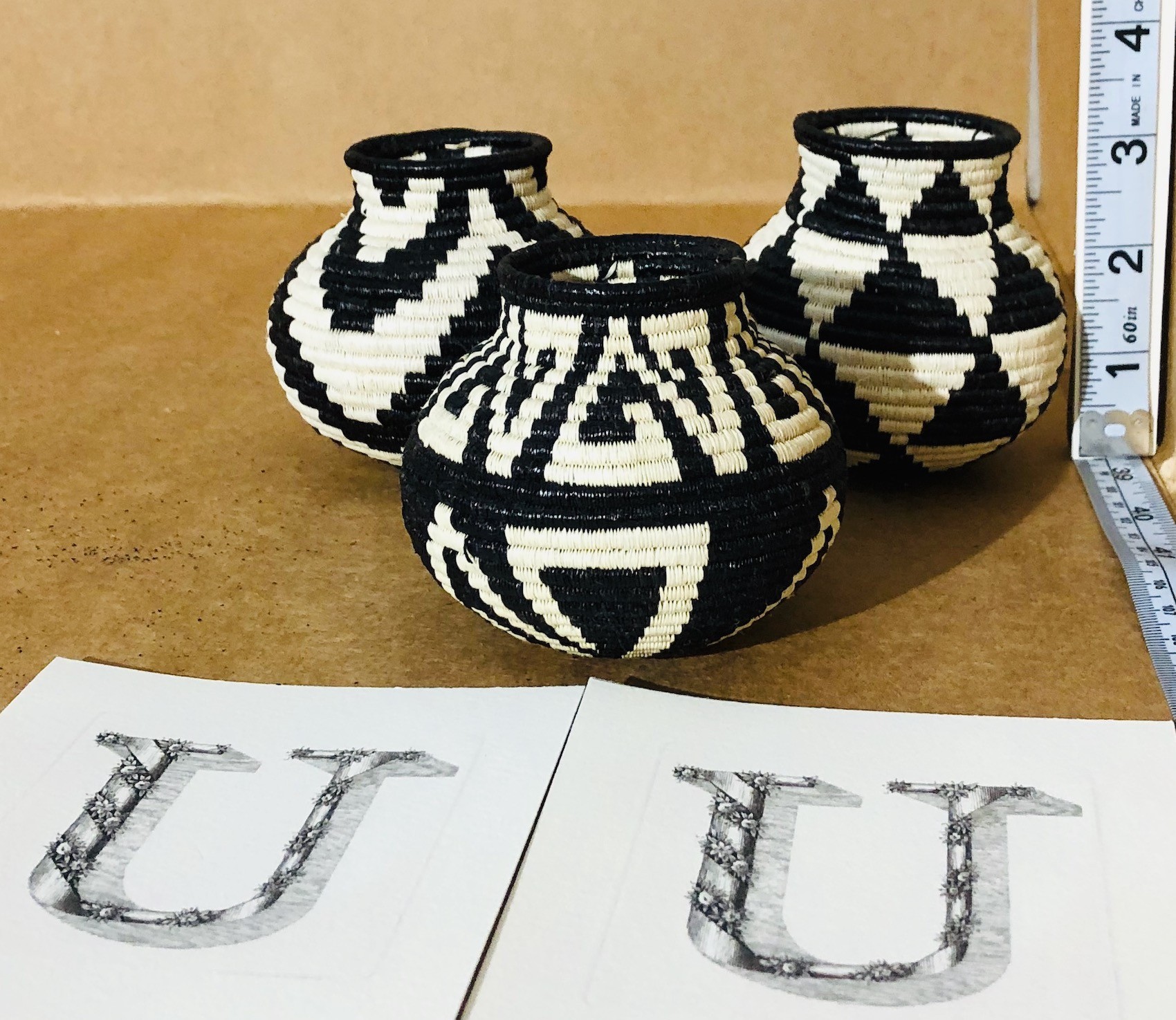Set of 3 traditional designed baskets-UU